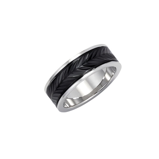 Men’s Stainless Steel Jet-Set Band Ring